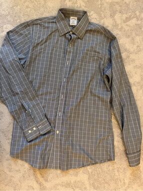 Brooks Brothers Gray Windowpane Dress Shirt
